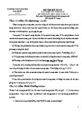 Đề thi đề xuất lần thứ XV môn Hóa học Lớp 11 năm 2019 - Trường THPT chuyên Cao Bằng (Có đáp án)